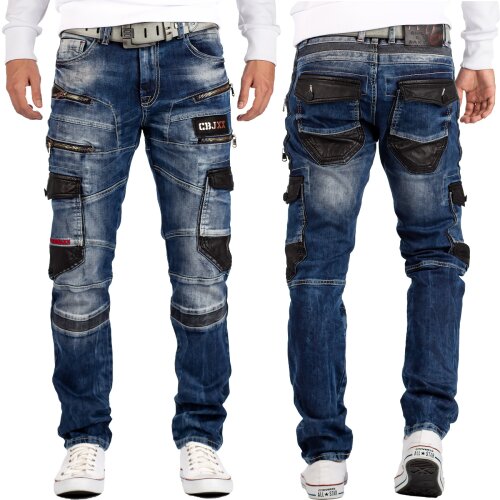 Cipo & Baxx straight fit Jeans Herren Stonewashed CD586 Blue W32/L34
