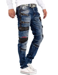 Cipo & Baxx straight fit Jeans Herren Stonewashed CD586 Blue W32/L34