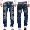 Cipo & Baxx straight fit Jeans Herren Stonewashed CD586 Blue W32/L34