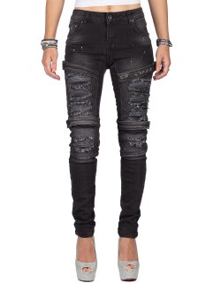 Cipo & Baxx slim fit Jeans Damen Stonewashed WD383 Black W28/L32