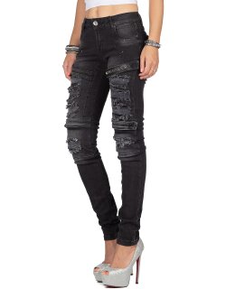 Cipo & Baxx slim fit Jeans Damen Stonewashed WD383 Black W29/L32
