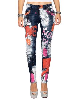 Cipo & Baxx Slim Fit Jeans Damen WD399 Blue W28/L32