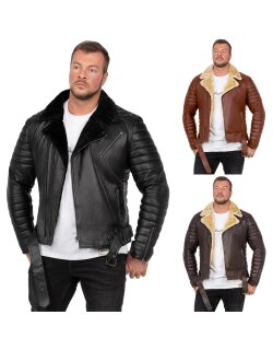 Reichstadt slim fit Echtlederjacke Herren Black Zipper...
