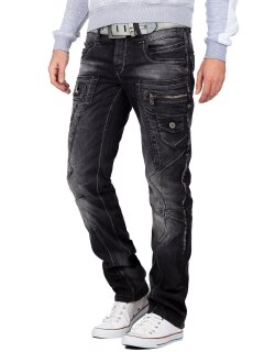 Cipo & Baxx Regular Fit Jeans Herren Stonewashed  CD296 Black W40/L32