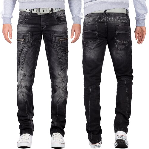 Cipo & Baxx Regular Fit Jeans Herren Stonewashed  CD296 Black W40/L34