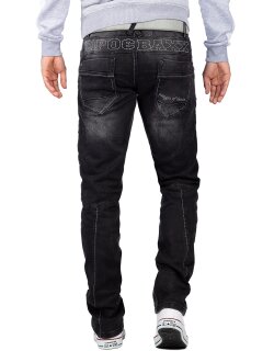 Cipo & Baxx Regular Fit Jeans Herren Stonewashed  CD296 Black W40/L34