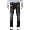 Cipo & Baxx Regular Fit Jeans Herren Stonewashed  CD296 Black W42/L34