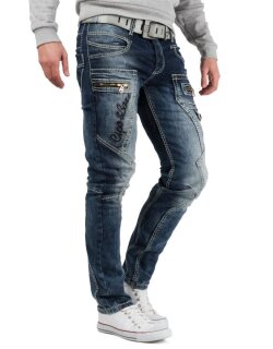 Cipo & Baxx Regular Fit Jeans Herren Stonewashed  CD296 Blue W40/L32