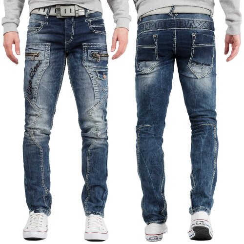 Cipo & Baxx Regular Fit Jeans Herren Stonewashed  CD296 Blue W36/L34