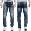 Cipo & Baxx Regular Fit Jeans Herren Stonewashed  CD296 Blue W36/L34