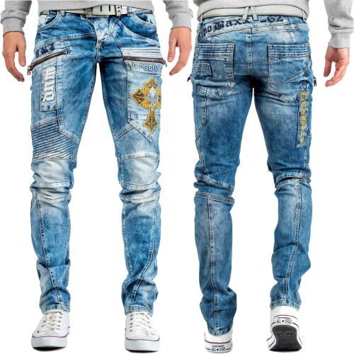 Cipo & Baxx Regular Fit Jeans Herren Stonewashed CD293 Blue W36/L32
