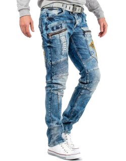 Cipo & Baxx Regular Fit Jeans Herren Stonewashed CD293 Blue W32/L34