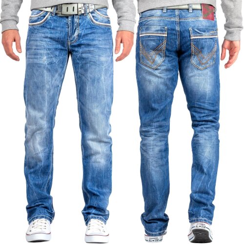 Cipo & Baxx regular fit Jeans Herren Stonewashed C0595 Blue W32/L34