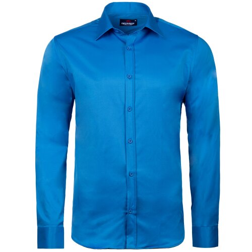 Cipo & Baxx Herren Hemd CH166 Saxe Blue - Regular Fit - Langarm M