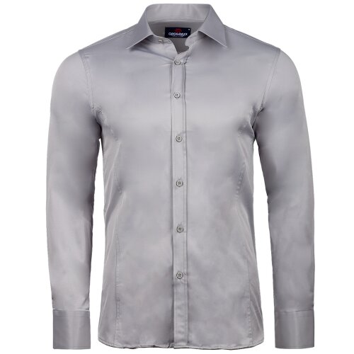 Cipo & Baxx Herren Hemd CH166 Grey - Regular Fit - Langarm M