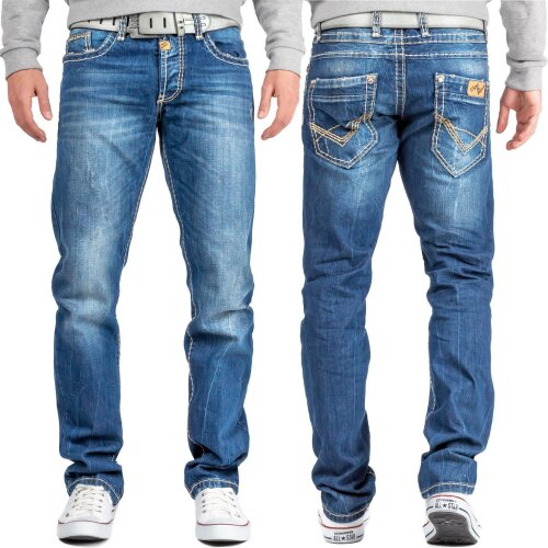 Cipo & Baxx Regular Fit Jeans Herren Stonewashed  C0688 Blue W36/L32
