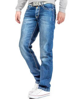 Cipo & Baxx Regular Fit Jeans Herren Stonewashed  C0688 Blue W36/L32