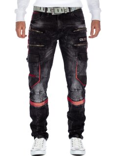 Cipo & Baxx straight fit Jeans Herren Stonewashed CD561 Black W44/L32