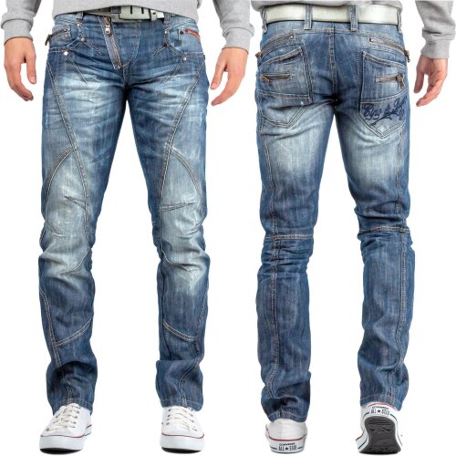 Cipo & Baxx Regular Fit Jeans Herren Stonewashed  C0751 Blue W40/L36