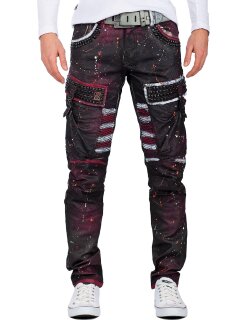 Cipo & Baxx straight fit Jeans Herren Mid Waist CD636 Bordeaux W40/L34