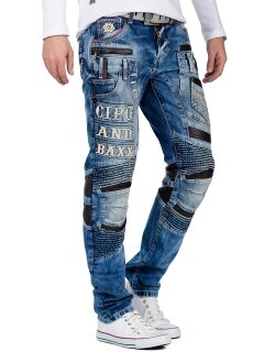 Cipo & Baxx slim fit Jeans Herren Stonewashed CD637 Blue W34/L32