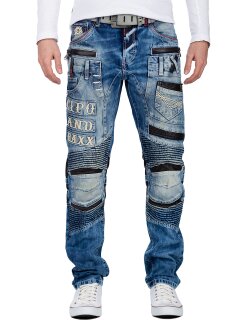 Cipo & Baxx slim fit Jeans Herren Stonewashed CD637 Blue W40/L32