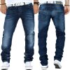 Cipo & Baxx Regular Fit Jeans Herren Stonewashed CD186A Blue W40/L36