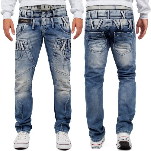 Cipo & Baxx regular fit Jeans Herren Stonewashed CD466 Blue W40/L32