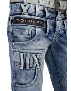 Cipo & Baxx regular fit Jeans Herren Stonewashed CD466 Blue W40/L32