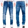 Cipo & Baxx straight fit Jeans Herren Stonewashed CD698 Blue W33/L32