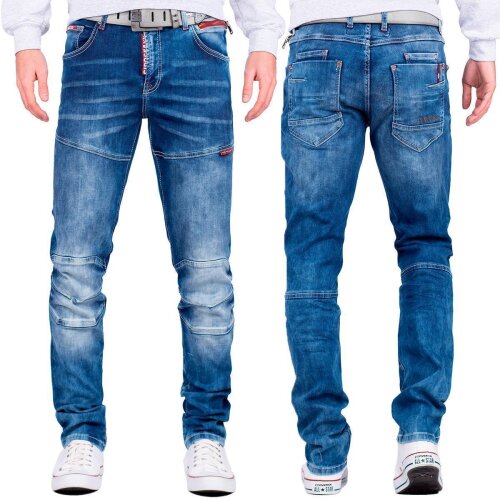 Cipo & Baxx straight fit Jeans Herren Stonewashed CD698 Blue W32/L34