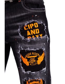 Cipo & Baxx regular fit Shorts Herren Stonewashed CK241 Black W30