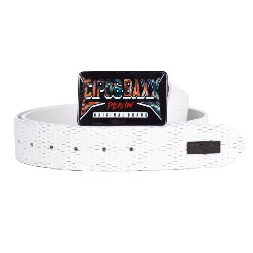 Cipo & Baxx Herren Gürtel CG204 White 85cm x 3,8cm