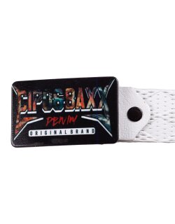 Cipo & Baxx Herren Gürtel CG204 White 85cm x 3,8cm