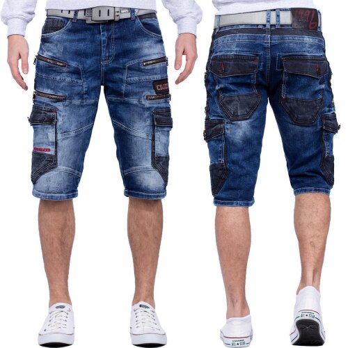 Cipo & Baxx Regular Fit Shorts Herren Stonewashed CK234 Blue W32