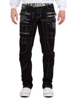Kosmo Lupo Regular Fit Jeans Herren Stonewashed KM009 Black W34/L34