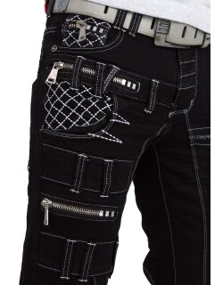 Kosmo Lupo Regular Fit Jeans Herren Stonewashed KM009 Black W34/L34