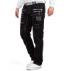Kosmo Lupo Regular Fit Jeans Herren Stonewashed KM009 Black W34/L34