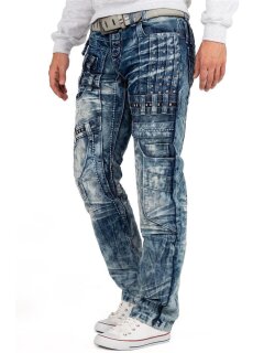 Kosmo Lupo Regular Fit Jeans Herren Stonewashed KM8004 Blue W34/L34