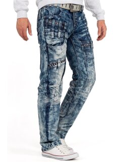 Kosmo Lupo Regular Fit Jeans Herren Stonewashed KM8004 Blue W34/L34