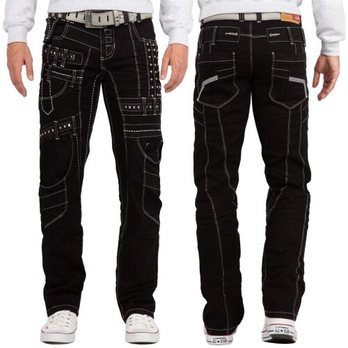 Kosmo Lupo Regular Fit Jeans Herren Stonewashed KM8004 Black W34/L34