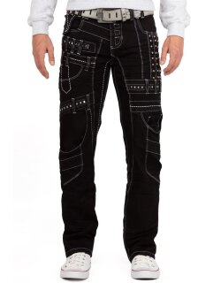 Kosmo Lupo Regular Fit Jeans Herren Stonewashed KM8004 Black W34/L34