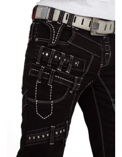 Kosmo Lupo Regular Fit Jeans Herren Stonewashed KM8004 Black W34/L34