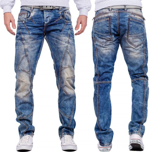 Cipo & Baxx regular fit Jeans Herren Stonewashed C0894 Blue W30/L34
