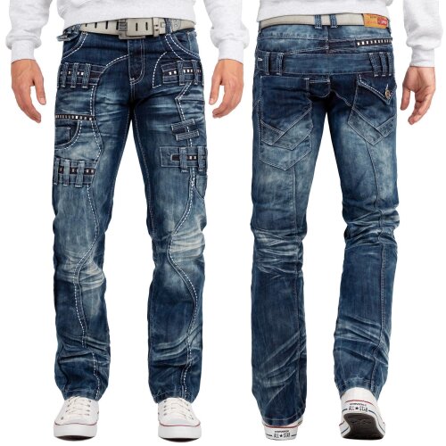 Kosmo Lupo Regular Fit Jeans Stonewashed  KM8002 Blue W33/L32
