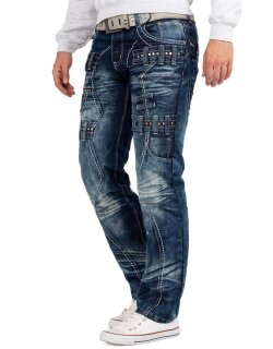Kosmo Lupo Regular Fit Jeans Stonewashed  KM8002 Blue W33/L32