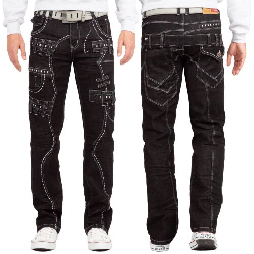 Kosmo Lupo Regular Fit Jeans Stonewashed  KM8002 Black W33/L32