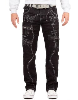 Kosmo Lupo Regular Fit Jeans Stonewashed  KM8002 Black W33/L32