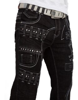 Kosmo Lupo Regular Fit Jeans Stonewashed  KM8002 Black W33/L32