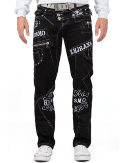 Kosmo Lupo Regular Fit Jeans Stonewashed  KM051-1 Black W32/L32